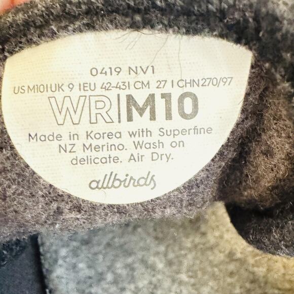 Allbirds Shoes Mens 10 Dark Gray Merino Wool Runners Casual Low Top Sneakers - Picture 10 of 11